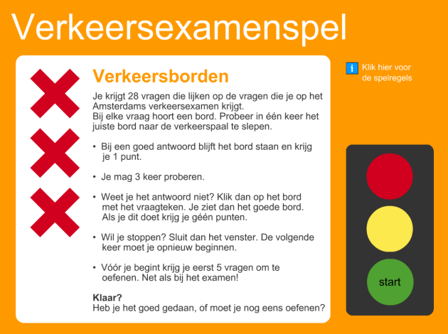 Uitleg verkeersexamenspel