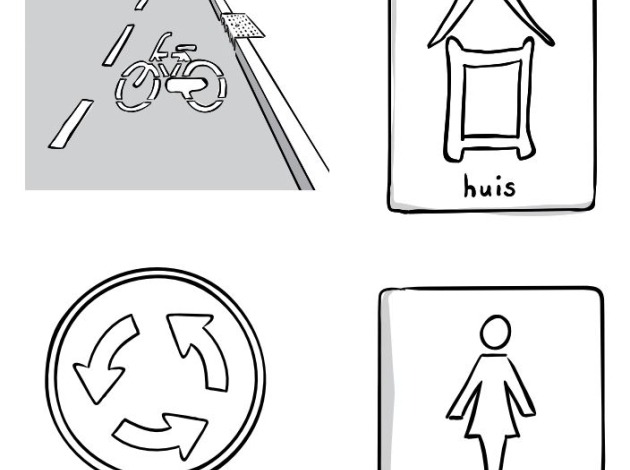 verschillende tekens die in het verkeer en op andere plekken tegen komen. 