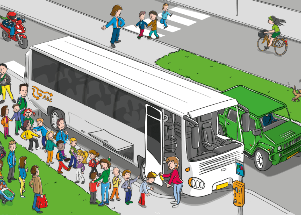 Verkeersplaat meerijden - op schoolreis