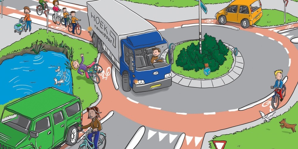 Allerlei verkeerssituaties op weg naar school